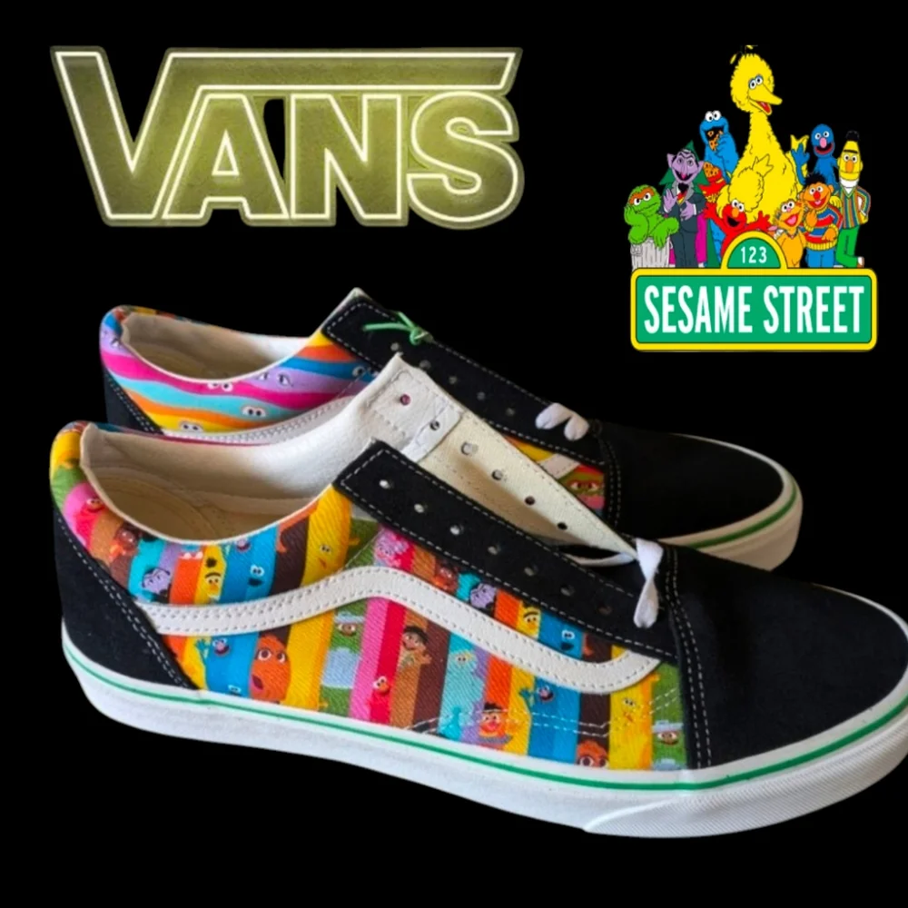 Vans Old Skool Sesame Street Men Rainbow Stripes Colorful Black 032025 - Picture 1 of 8